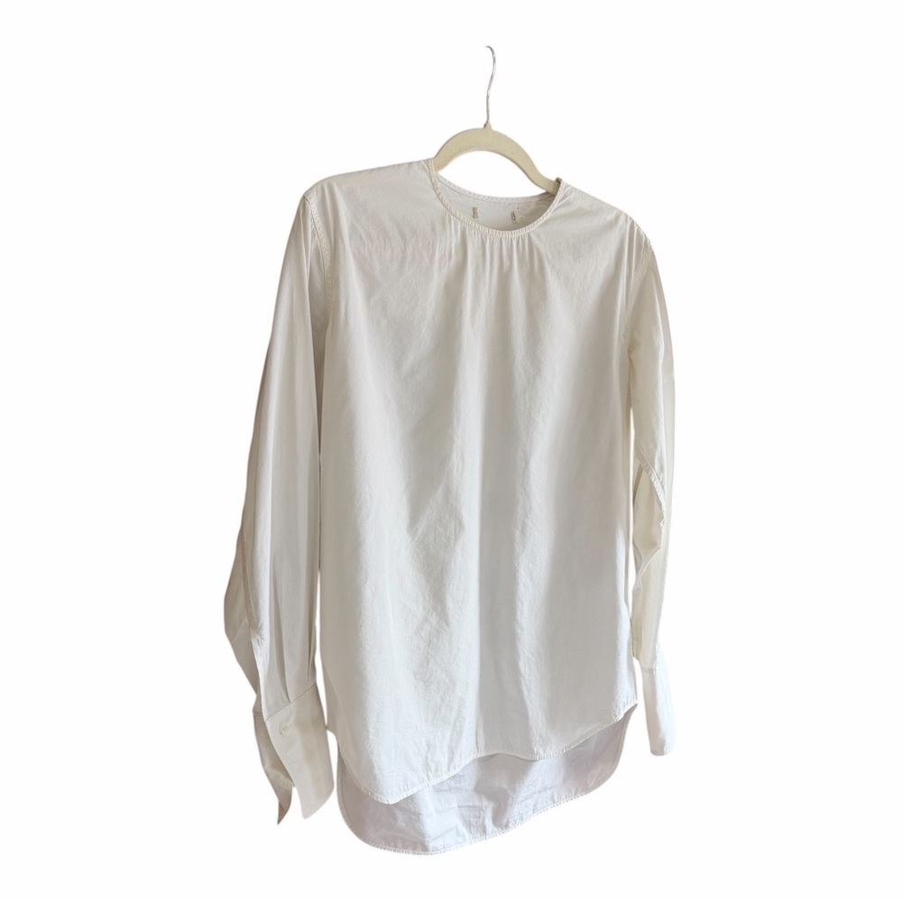 CELINE Phoebe Long Sleeve Cotton Silk Long Sleeve Top Blouse White 38 6-8 - Picture 2 of 13